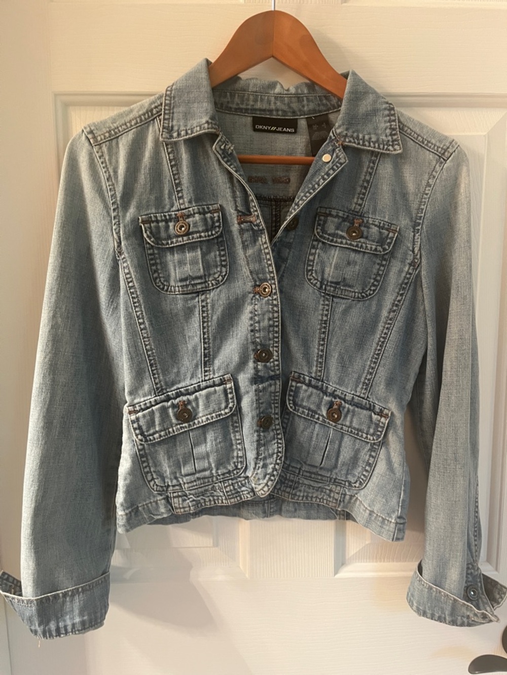DKNY Light Blue Denim Jacket with Patch Pockets